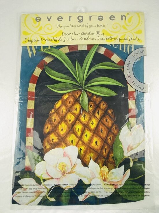 Evergreen Other - NEW Evergreen Welcome Friends Pineapple Magnolias Suede Garden Flag 12.5”x18” DS